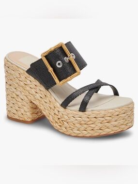 NEW Dolce Vita Edwina Sandal Onyx Raffia (10)